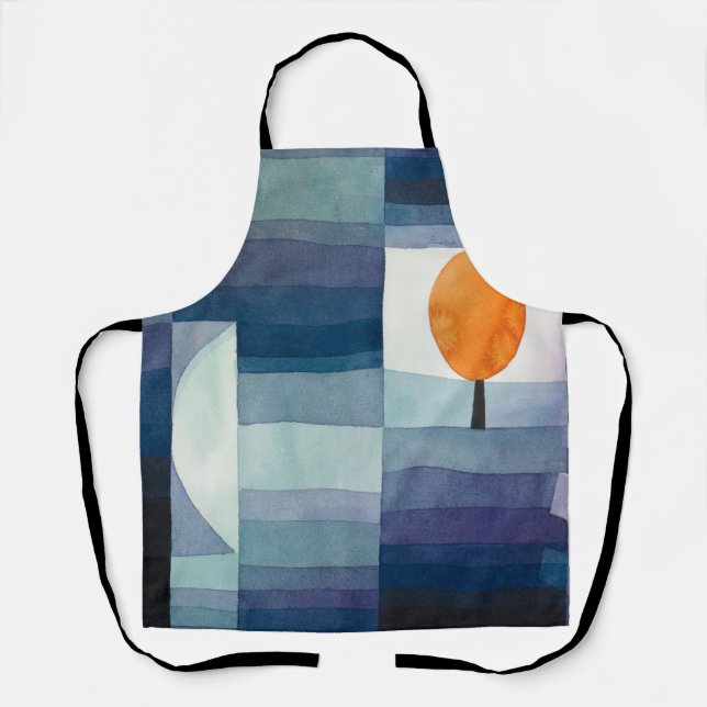 Paul Klee Harbinger of Autumn Blue Modern Abstract Apron (Front)