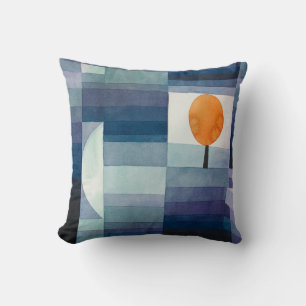 Paul Klee Harbinger of Autumn Blue Modern Abstract Cushion