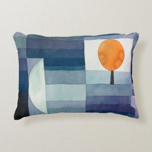 Paul Klee Harbinger of Autumn Blue Modern Abstract Decorative Cushion