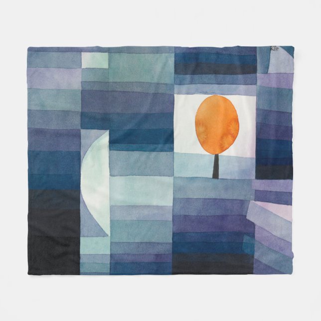 Paul Klee Harbinger of Autumn Blue Modern Abstract Fleece Blanket (Front (Horizontal))