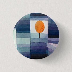 Paul Klee Harbinger of Autumn. Vintage blue art  3 Cm Round Badge