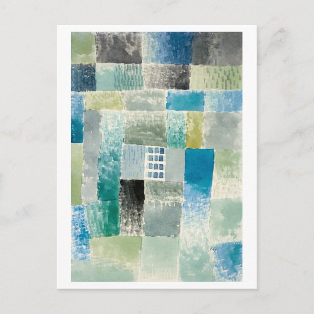 Paul Klee Painting, "First House in a Settlement" Postcard (Front)