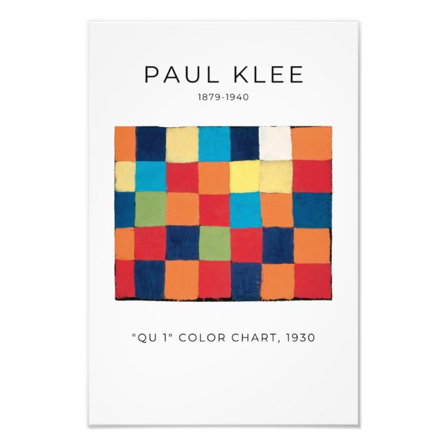 Paul Klee, Qu 1 Colour Chart, Colourful Abstract A Photo Print (Front)