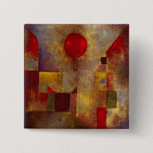 Paul Klee Red Balloon Abstract Colourful Art 15 Cm Square Badge