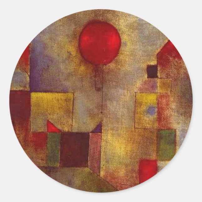 Paul Klee Red Balloon Abstract Colourful Art  Classic Round Sticker (Front)