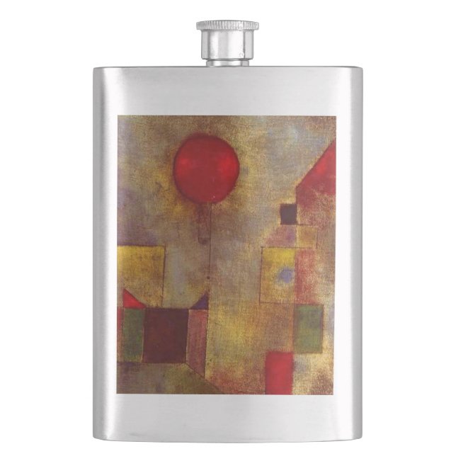 Paul Klee Red Balloon Abstract Colourful Art  Hip Flask (Front)