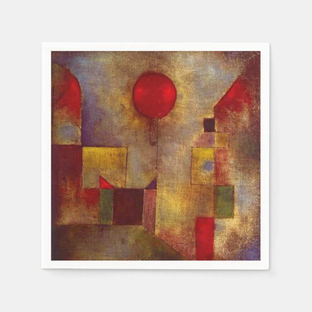 Paul Klee Red Balloon Abstract Colourful Art  Napkin (Front)