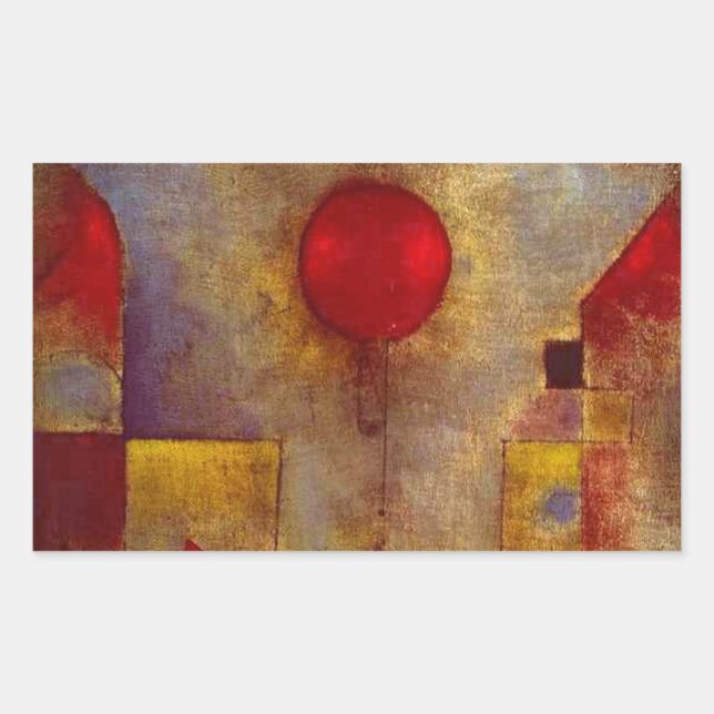 Paul Klee Red Balloon Abstract Colourful Art  Rectangular Sticker (Front)