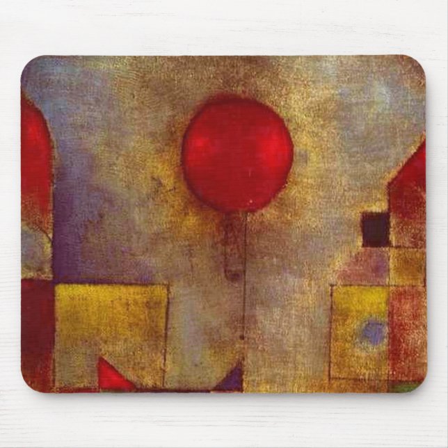 Paul Klee Red Balloon Art Print Abstract Mouse Pad (Front)