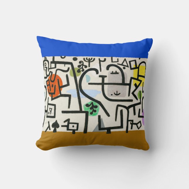 Paul Klee Rich Harbour Abstract Expressionism Cushion (Front)