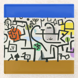 Paul Klee Rich Harbour Abstract Expressionism Glass Coaster