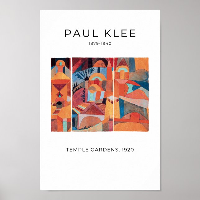 Paul Klee, Temple Gardens - Colourful Abstract Art Poster (Front)