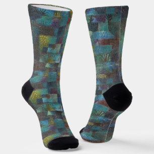 Paul Klee Terraced Garden - Fine Art Blue Socks