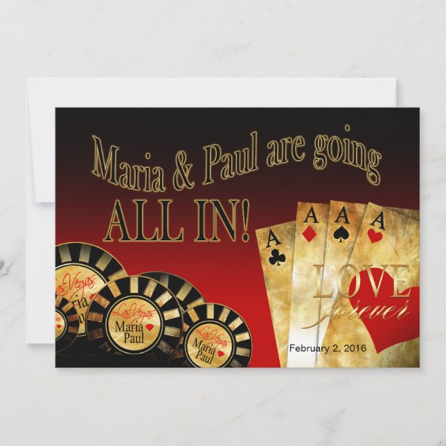 Paul Las Vegas Deluxe Wedding | red black gold Invitation (Front)
