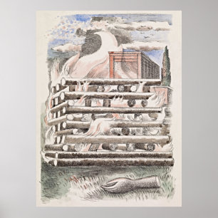 Paul Nash Funeral Pyre Poster – Retro Elegance