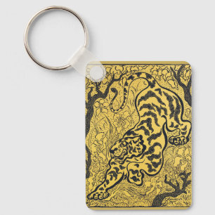 Paul Ranson Vintage Art Nouveau Yellow Tiger Print Key Ring