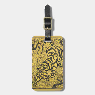 Paul Ranson Vintage Art Nouveau Yellow Tiger Print Luggage Tag