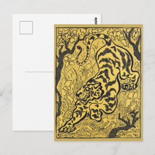 Paul Ranson Vintage Art Nouveau Yellow Tiger Print Postcard