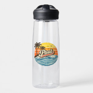 Paul Retro Sunset Name Design Water Bottle