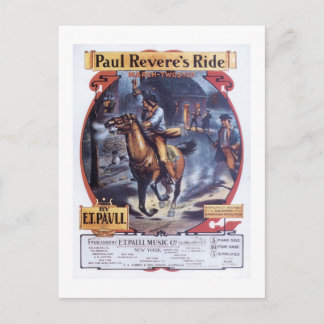 Paul Revere's Ride Vintage Songbook Cover Postcard