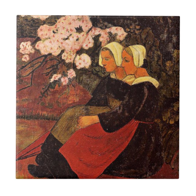 Paul Serusier, Two Breton Women, Tile (Front)