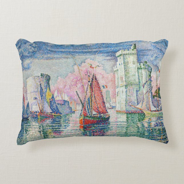 Paul Signac - Entrance of La Rochelle Harbour Decorative Cushion (Front)