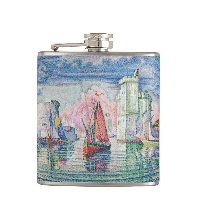 Paul Signac - Entrance of La Rochelle Harbour Hip Flask (Front)