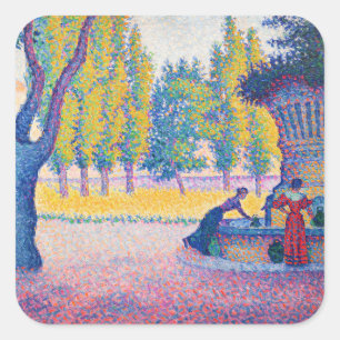 Paul Signac - Fountain des Lices, Saint-Tropez Square Sticker