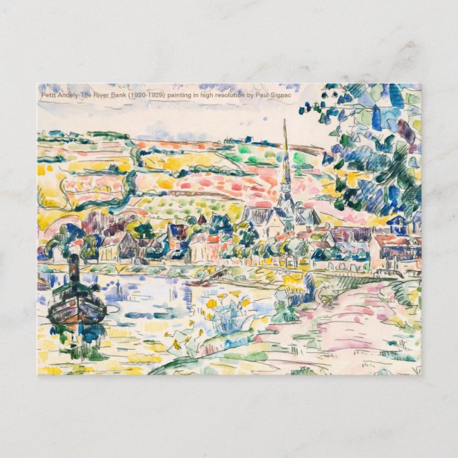 Paul Signac-Petit Andely-The River Bank 1920-1929  Postcard (Front)