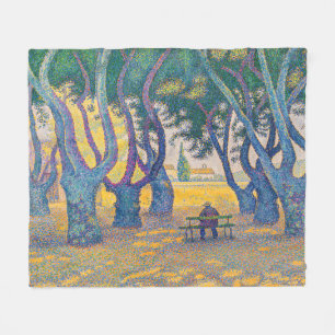 Paul Signac - Place des Lices, Saint-Tropez Fleece Blanket