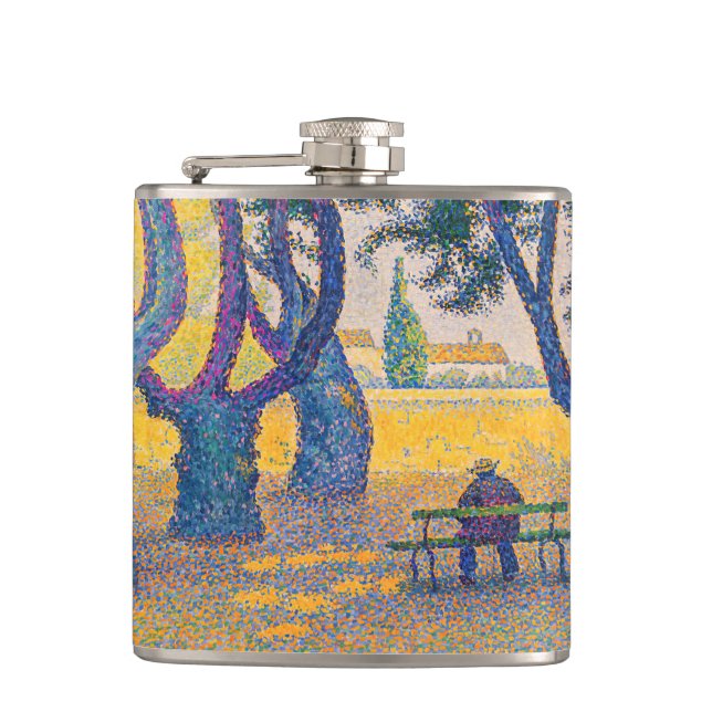 Paul Signac - Place des Lices, Saint-Tropez Hip Flask (Front)