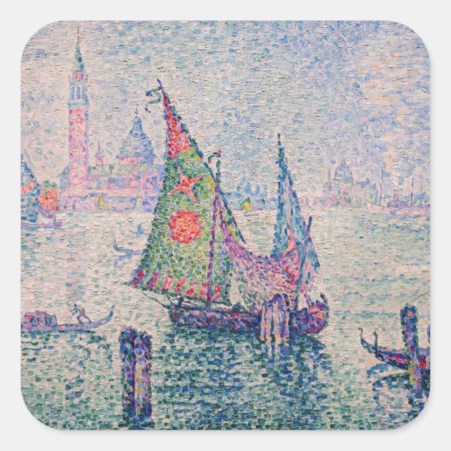 Paul Signac - The Green Sail Square Sticker (Front)