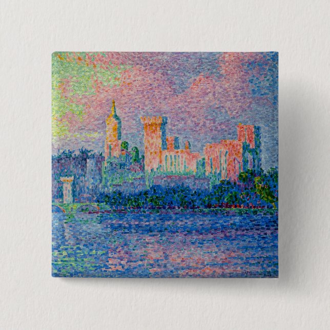 Paul Signac - The Papal Palace, Avignon 15 Cm Square Badge (Front)
