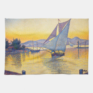 Paul Signac - The Port at Sunset, Opus 236 Tea Towel