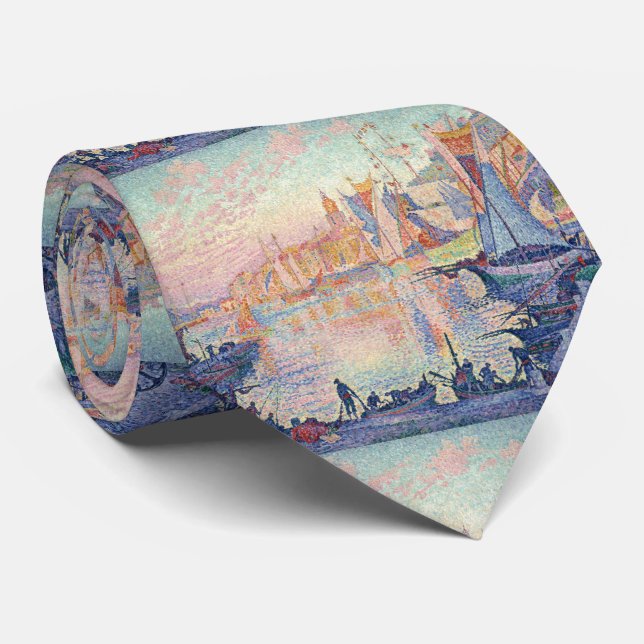 Paul Signac, “ The Port of Saint-Tropez ” Tie (Rolled)