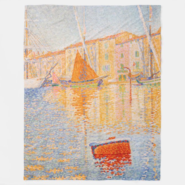 Paul Signac - The Red Buoy, Saint-Tropez Fleece Blanket (Front)