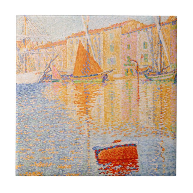 Paul Signac - The Red Buoy, Saint-Tropez Tile (Front)