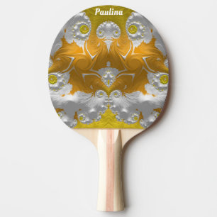 PAULINA ~ SUN STREAK~ Yellow Gold White 3D ~ Ping Pong Paddle