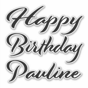 Pauline name first name black Sticker birthday