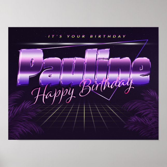 Pauline Name First name lila retro Poster Birthday (Front)