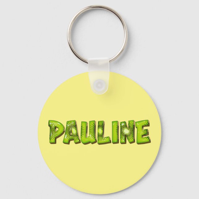 Pauline Name Kiwi Design Key Fans Ring (Front)