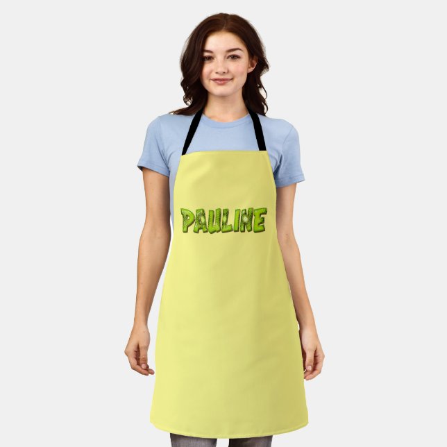 Pauline Name Kiwi Design Kitchen Apron Apron (Worn)