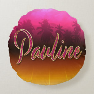Pauline Vorname Name golden pink Kissen Round Cushion
