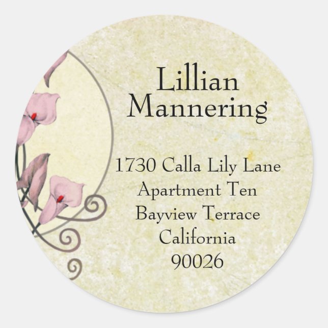 Pauline's Moon & Lilies in Yellow - Address Labels (Front)