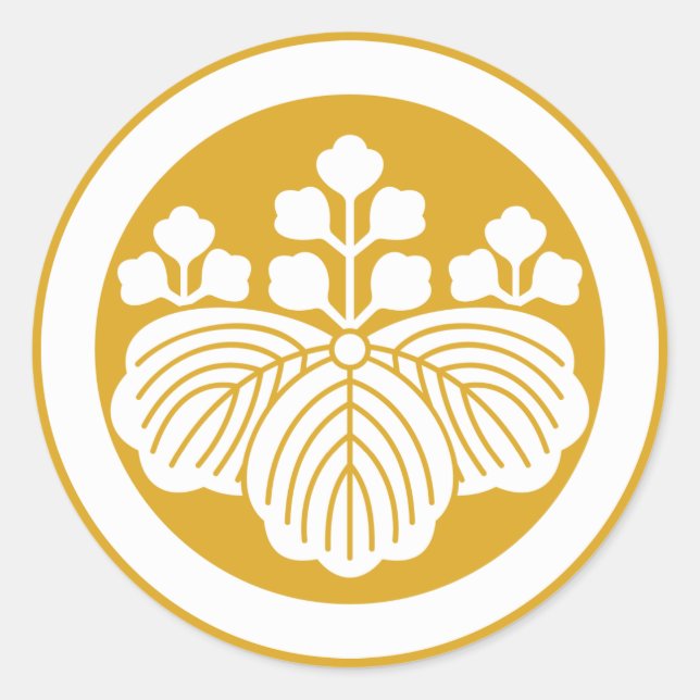 Paulownia with 5&3 blooms in circle classic round sticker (Front)