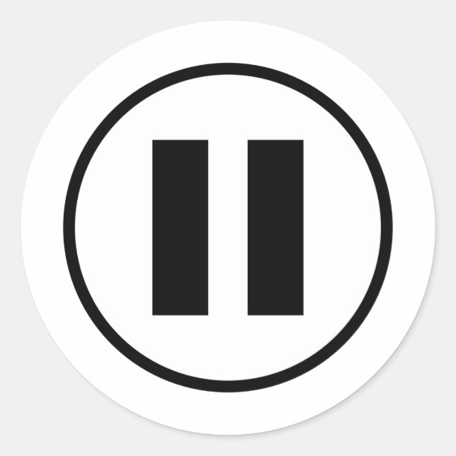 Pause Button Icon Symbol Customisable Classic Round Sticker (Front)