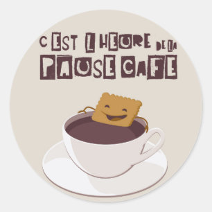 Pause café classic round sticker