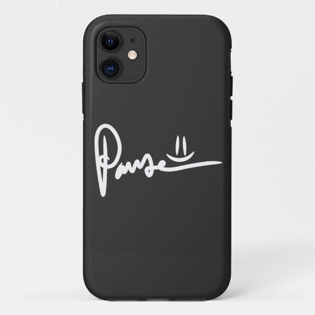 Pause Emoji White Typography Case-Mate iPhone Case (Back)