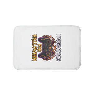 Paused Game Halloween Controller Bats Ghosts_1 Bath Mat