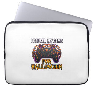 Paused Game Halloween Controller Bats Ghosts_1 Laptop Sleeve